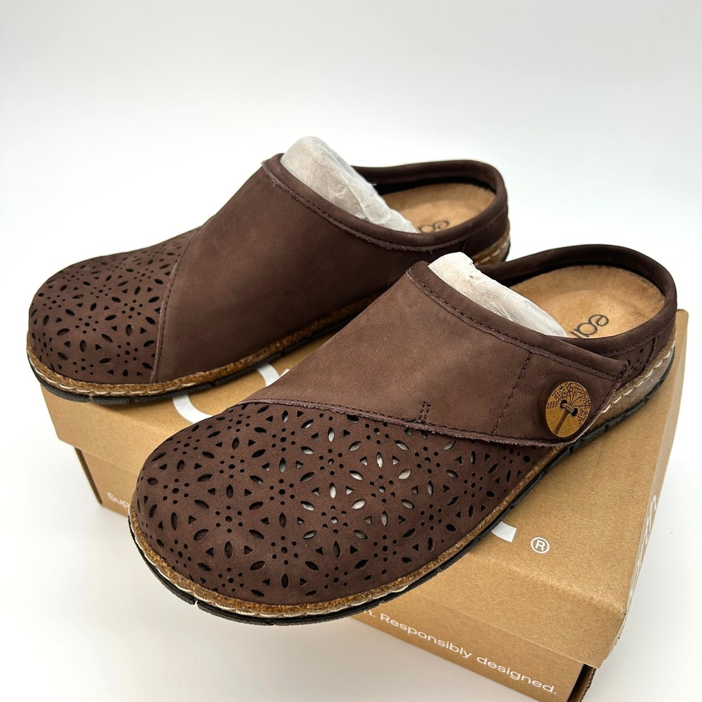 Womens Clogs Earth Erinn Size 8 Dark Brown Leather Slip-on Flat Mules Comfy NEW - Picture 6 of 7
